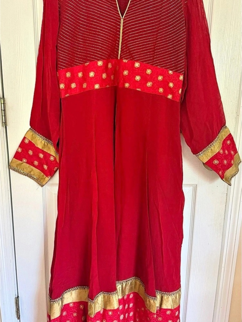 Red Embroidered Kurta